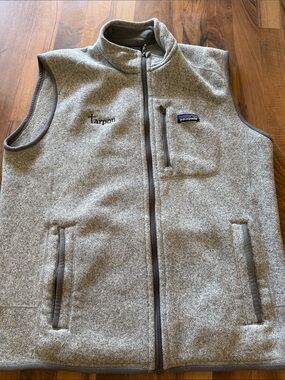 Patagonia Light Gray Heather Fleece Vest with Zip Chest Pocket